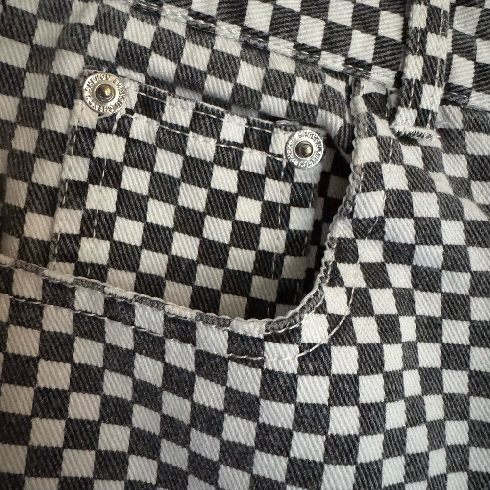 Shekou black and white checkered denim junior’s size XS - Picture 7 of 8